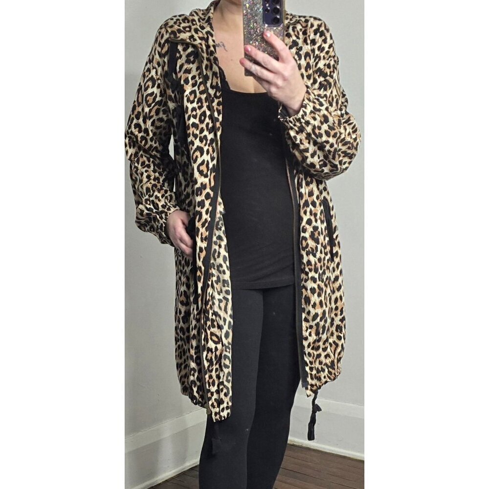 RED Valentino Lightweight Leopard Animal Print Tie Waist Designer Coat